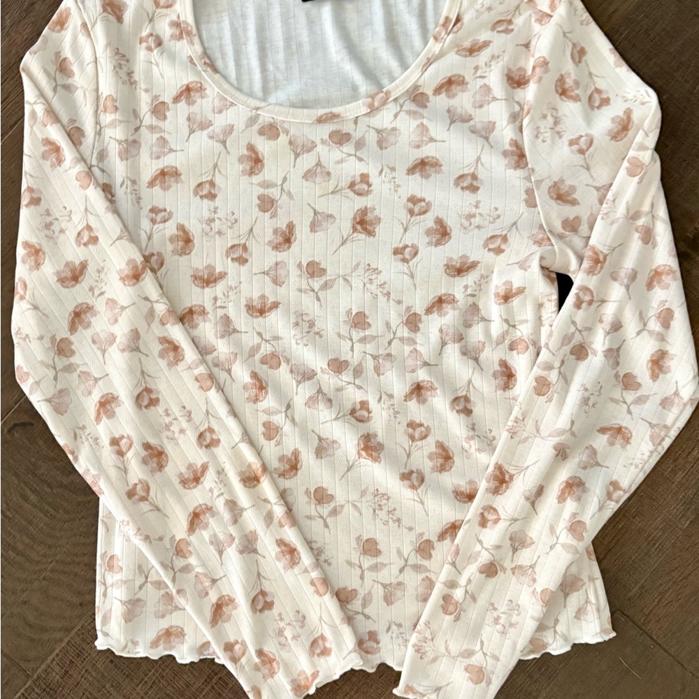 New Mikarose Pointelle Falling Flowers Knit Top - Picture 2 of 6